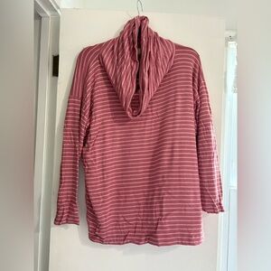 Lou & Grey Pink Striped Cowl Neck Sweater